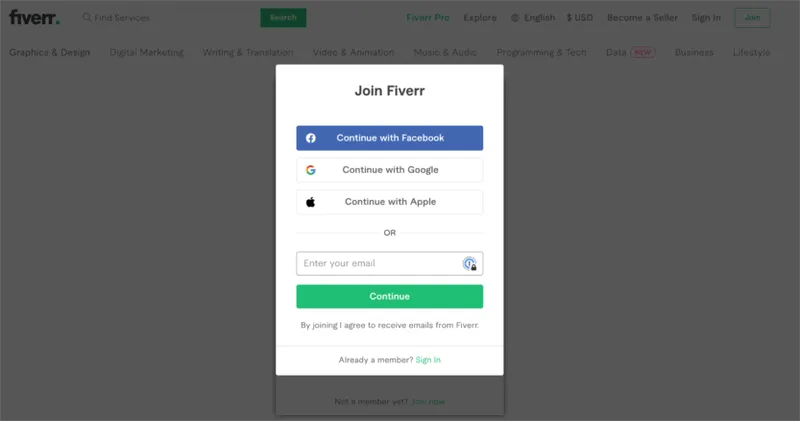 Fiverr 注册方式