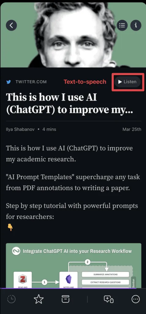 手机版本 Reader 可打开朗读功能